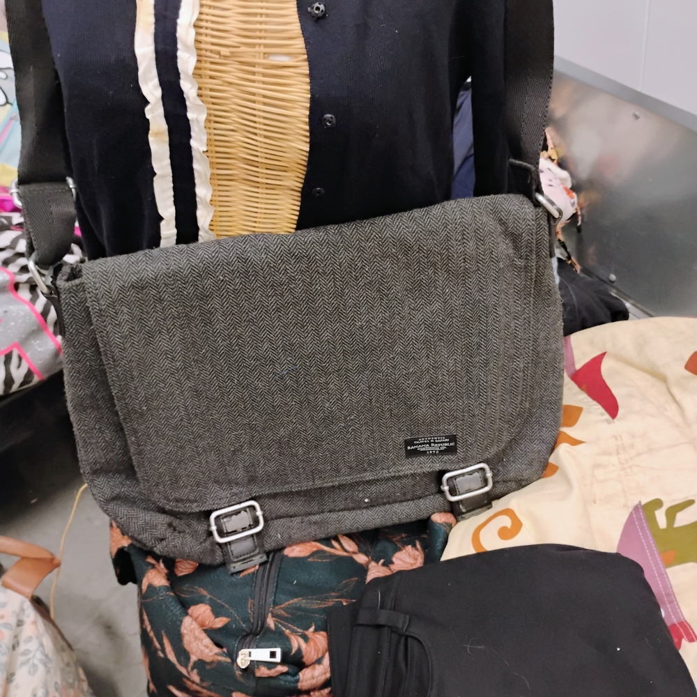 Banana Republic Charcoal Herringbone Messenger Bag
